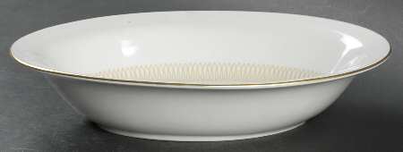 Lyric (Gold Design On White) 9" Oval Vegetable Bowl
