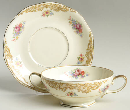 Priscilla Footed Cream Soup Bowl & Saucer Set