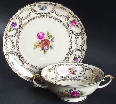 Rhapsody Footed Cream Soup Bowl & Saucer Set
