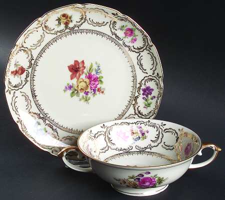 Rhapsody Footed Cream Soup Bowl & Saucer Set