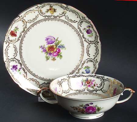 Rhapsody Footed Cream Soup Bowl & Saucer Set