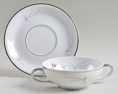 Silver Arbor Flat Cream Soup Bowl & Saucer Set