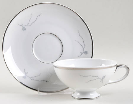 Silver Arbor Footed Cup & Saucer Set by Baronet