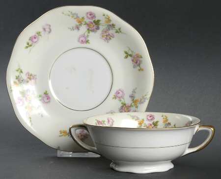 Sylvia Footed Cream Soup Bowl & Saucer Set