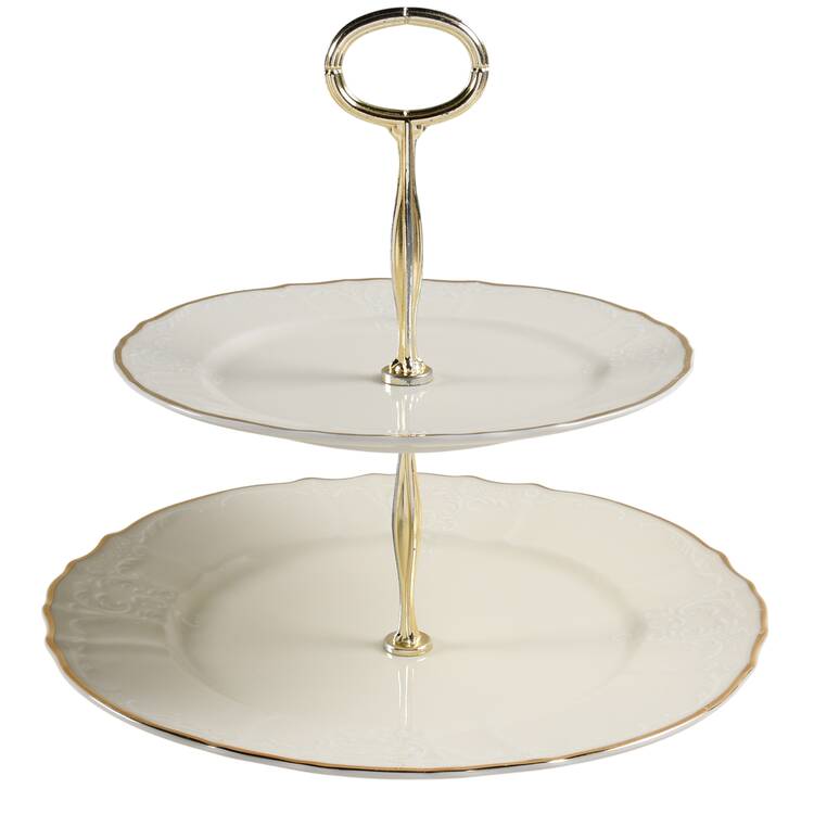 Bernadotte Ivory 6 5/8"-10"  2 Tiered Serving Tray (Dp, Sp) HC