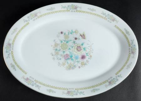 Ming Floral 14" Oval Serving Platter