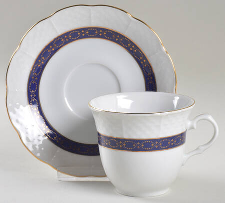 Renaissance Dark Blue Flat Cup & Saucer Set