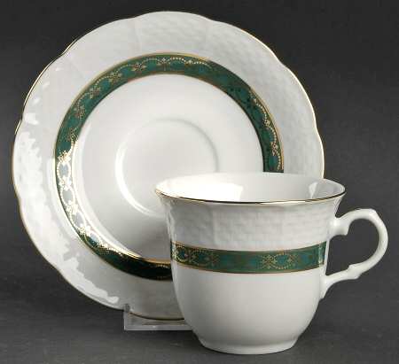 Renaissance Dark Green Flat Cup & Saucer Set