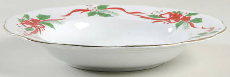 Victorian Holiday Poinsettia Rim Soup Bowl