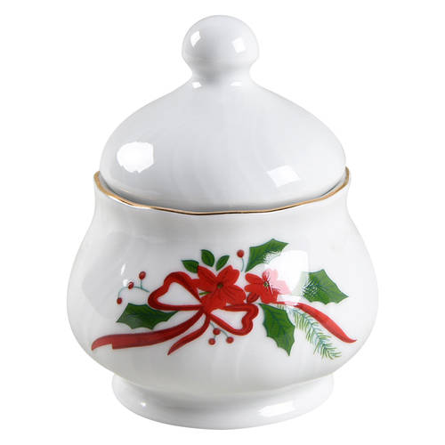 Victorian Holiday Poinsettia Sugar Bowl & Lid
