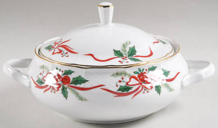 Victorian Holiday (Roses) Round Covered Vegetable