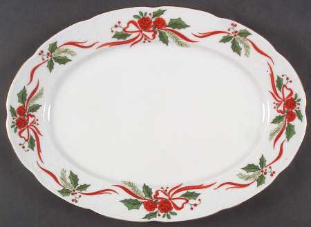 Victorian Holiday (Roses) 12" Oval Serving Platter