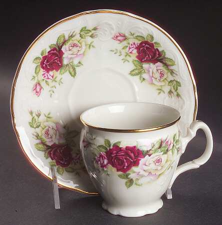Victorian Rose Footed Cup & Saucer Set