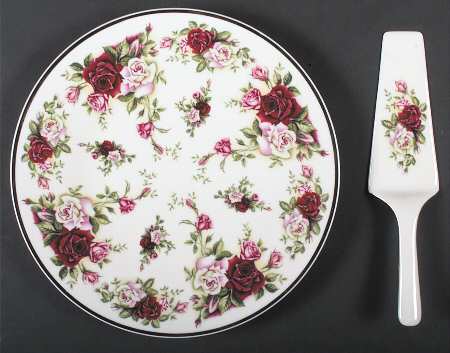 Victorian Rose Cake Plate and Server (Boxed Set)