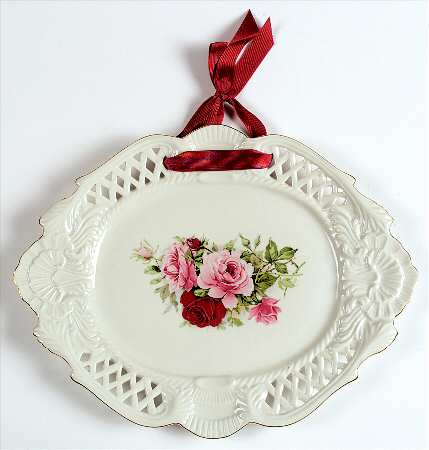 Victorian Rose 12" Oblong Pierced Tray