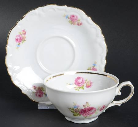 Meissen Rose Flat Cup & Saucer Set