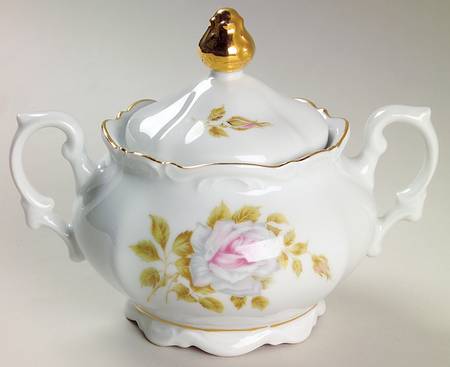 White Rose Sugar Bowl & Lid