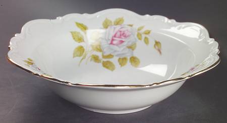 White Rose 9" Round Vegetable Bowl