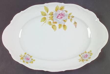 White Rose 15" Oval Serving Platter