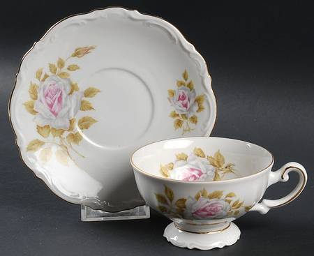 White Rose Footed Cup & Saucer Set