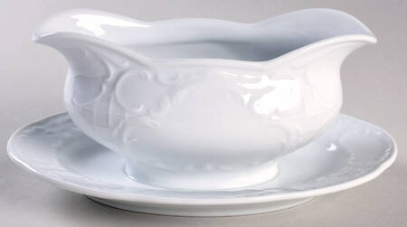 Mozart White Gravy Boat with Attached Underplate by Bauscher Weiden