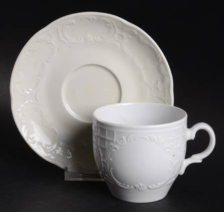 Mozart White Flat Cup & Saucer Set