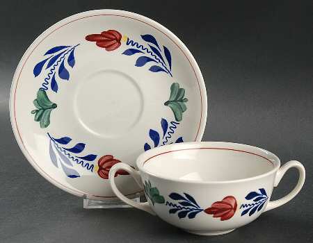 Boerenbont Flat Cream Soup Bowl & Saucer Set