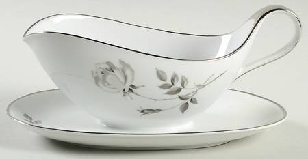 Midnight Rose Gravy Boat with Attached Underplate
