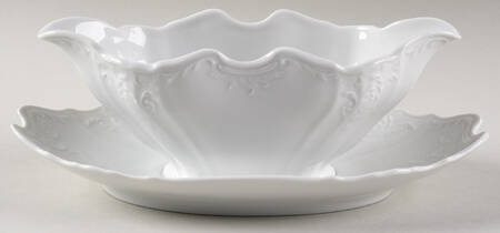 Bernadotte White-No Trim Gravy Boat with Attached Underplate