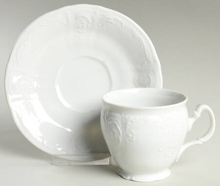 Bernadotte White-No Trim Footed Cup & Saucer Set