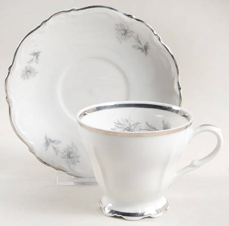 Summertime (1 Large Floral Spray) Footed Cup & Saucer Set