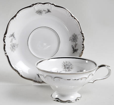 Summertime (1 Large Floral Spray) Footed Cup & Saucer Set