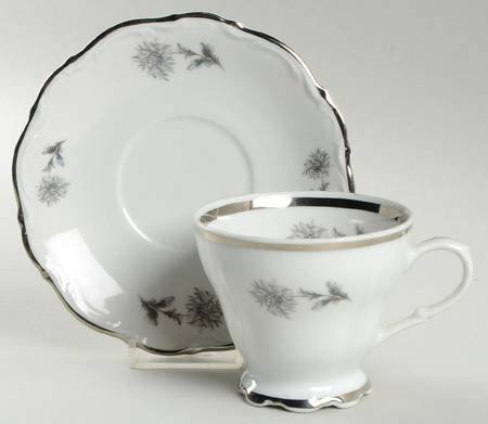 Summertime (1 Large Floral Spray) Footed Cup & Saucer Set