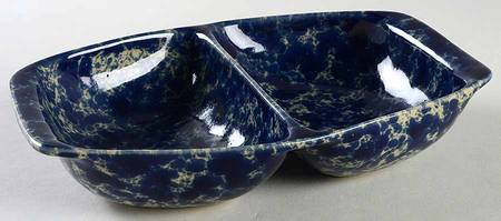 Agate Blue 9" Oval Divided Vegetable Bowl