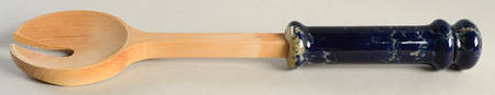 Agate Blue Salad Serving Fork with Wood Prongs