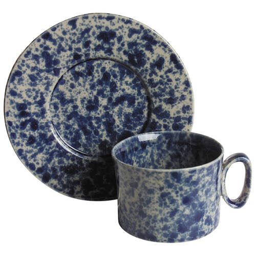 Agate Blue Flat Cup & Saucer Set