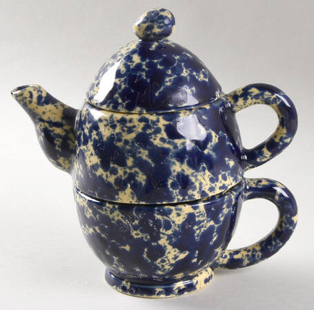 Agate Blue Tea for 1 (Stacking Individual Teapot & Mug/Cup)