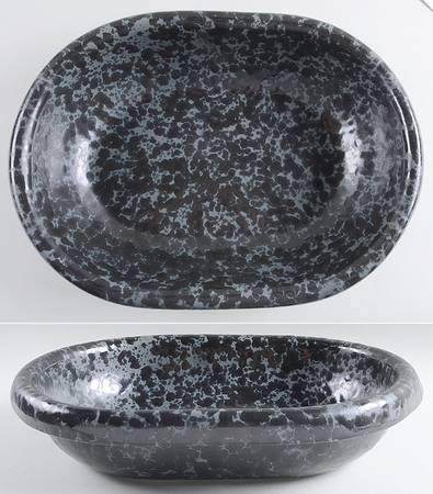 Agate Black Slate 14" Oval Baker