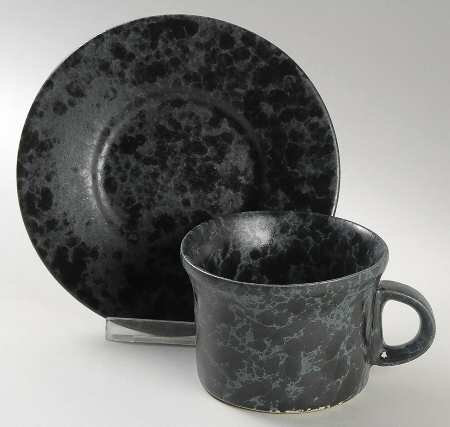 Agate Black Slate Flat Cup & Saucer Set