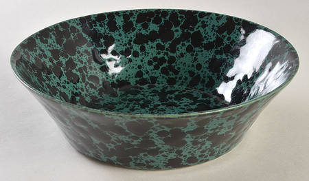 Agate Black and Green 9" Round Vegetable Bowl