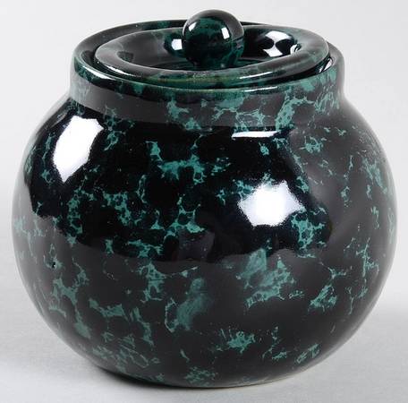 Agate Black and Green Sugar Bowl & Lid