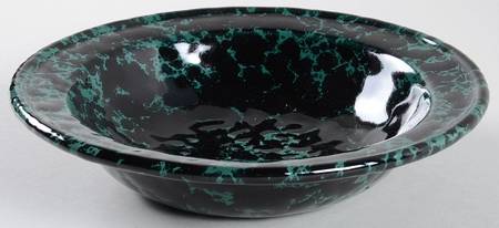 Agate Black and Green Rim Soup Bowl