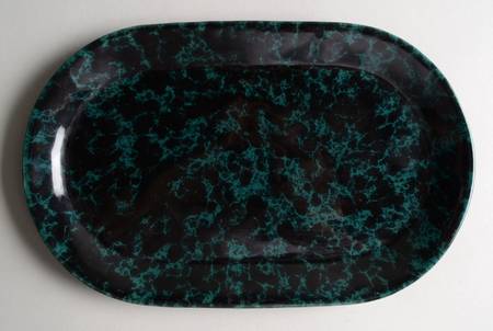 Agate Black and Green Oval Breakfast Plate