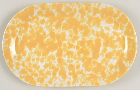 Agate Yellow (Morning Glory) Oval Breakfast Plate by Bennington Potters