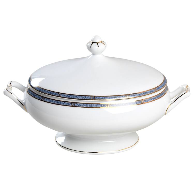 Antinea Bleu Oval Covered Vegetable