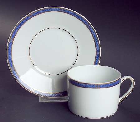 Antinea Lapis (Outremer) Flat Cup & Saucer Set by Bernardaud