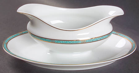 Antinea Vert Gravy Boat with Attached Underplate