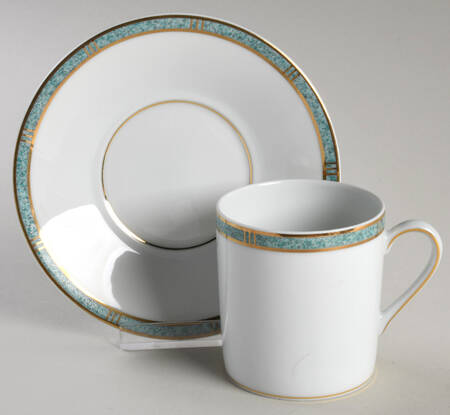 Antinea Vert Large Flat Cup & Saucer Set by Bernardaud