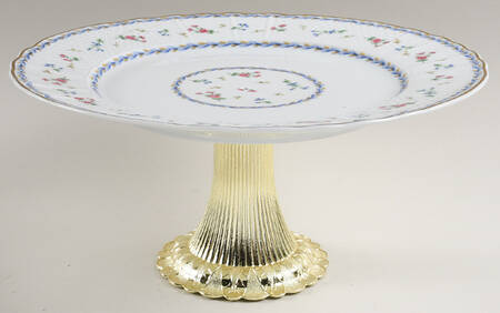 Artois Bleu Cake Stand with 4"-5" Metal Pedestal  Hc