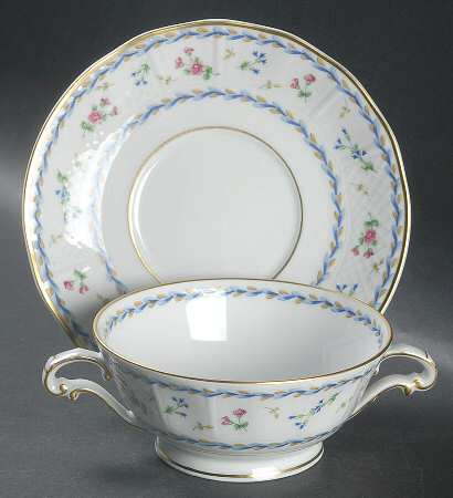 Artois Bleu Footed Cream Soup Bowl & Saucer Set
